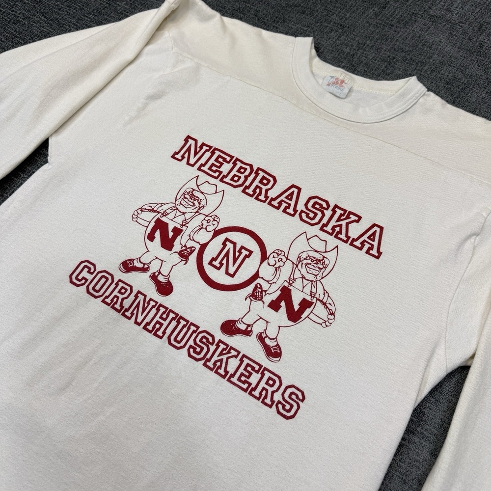 Vintage Nebraska Cornhuskers 3/4 Sleeve T Shirt Men's L  USA Single Stitch White